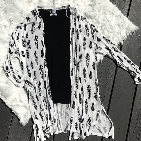white feather cardigan